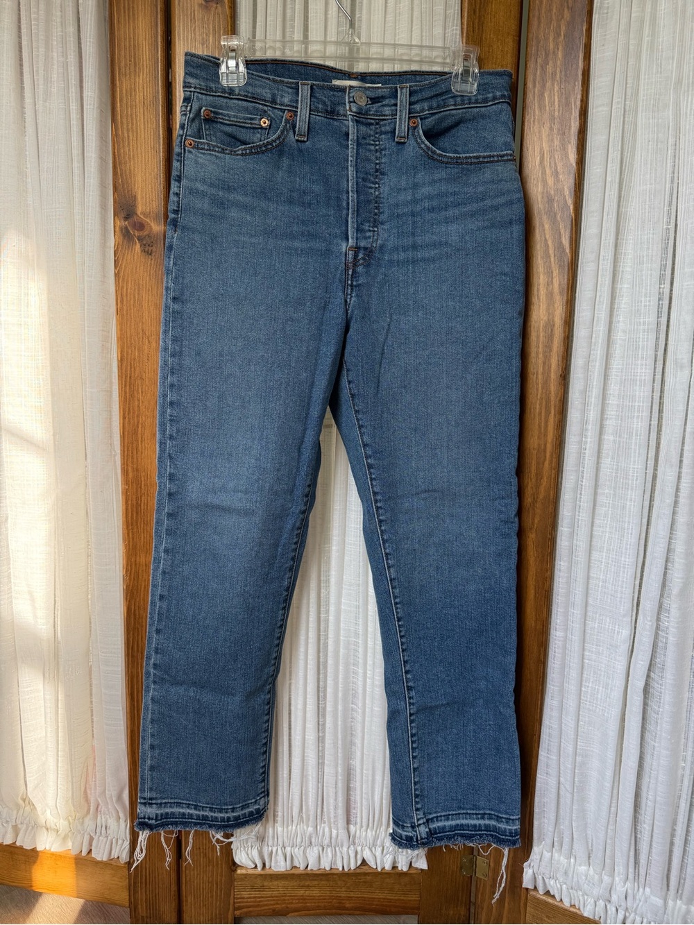 Classic High-Rise Straight Leg Jeans in Medium Blue